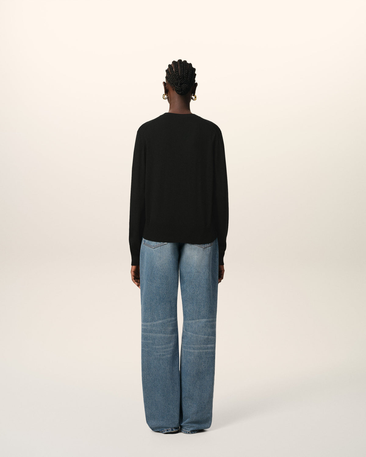 Black Wool Ami de Coeur Crew Neck Sweater