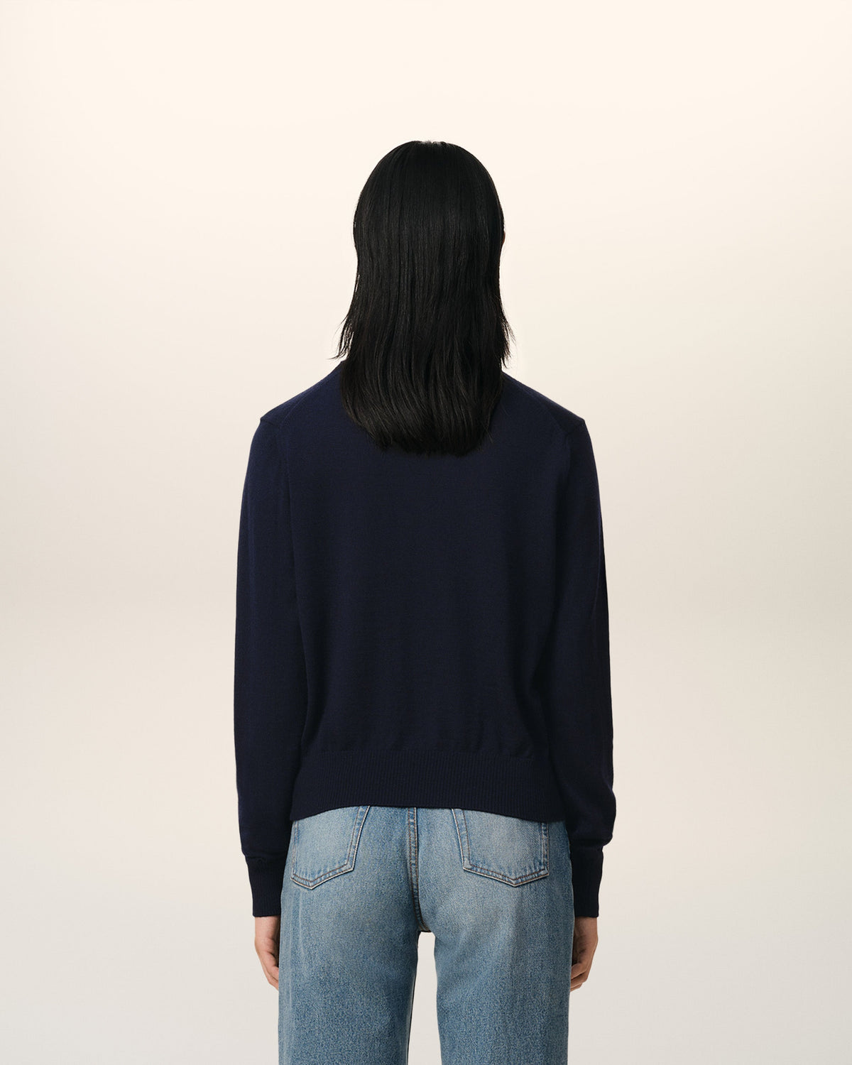Navy Wool Ami de Coeur Crew Neck Sweater