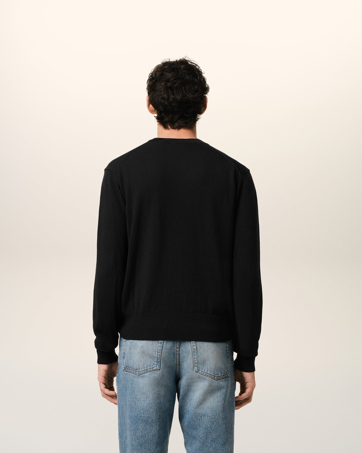 Black Wool Ami de Coeur Crew Neck Sweater