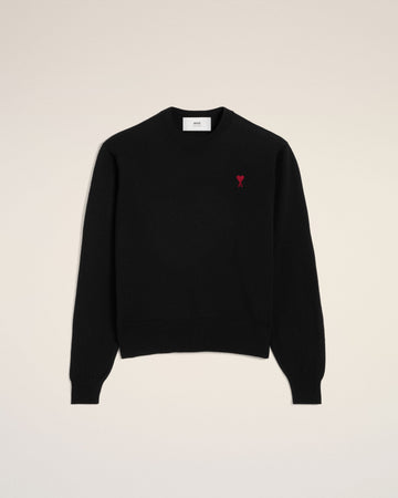 Black Wool Ami de Coeur Crew Neck Sweater