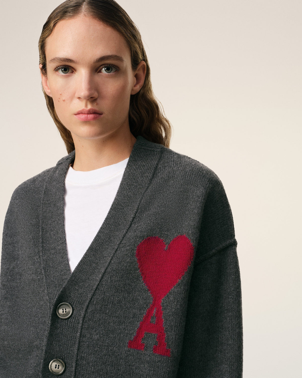 Grey Wool Ami de Coeur Cardigan