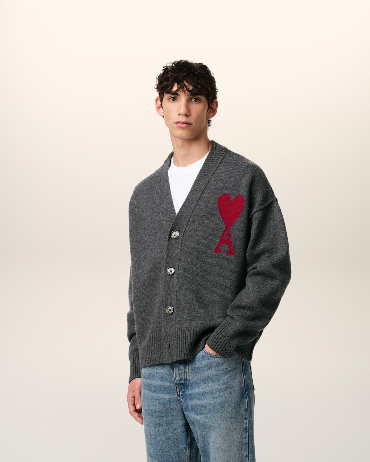 Grey Wool Ami de Coeur Cardigan