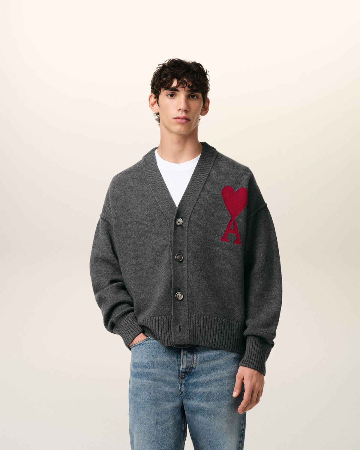 Grey Wool Ami de Coeur Cardigan