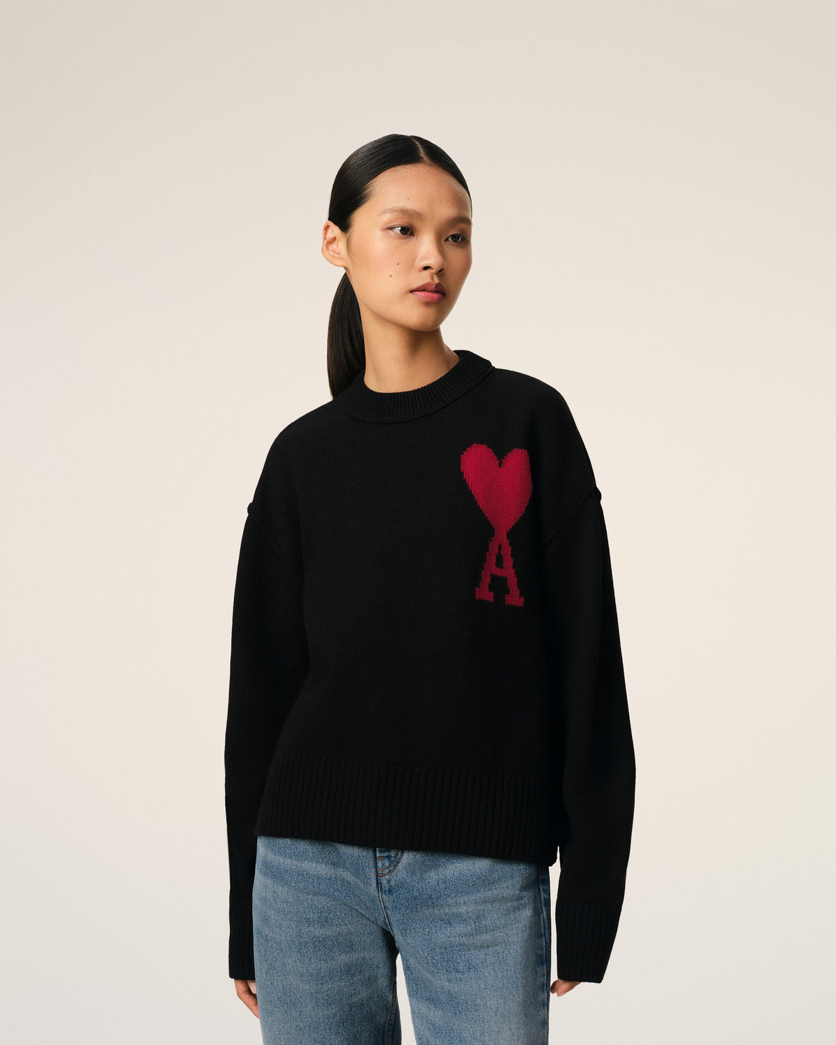 Black Wool Ami de Coeur Sweater