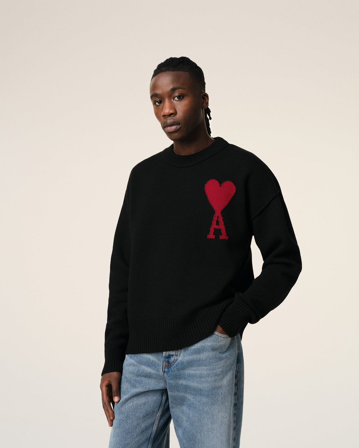 Black Wool Ami de Coeur Sweater