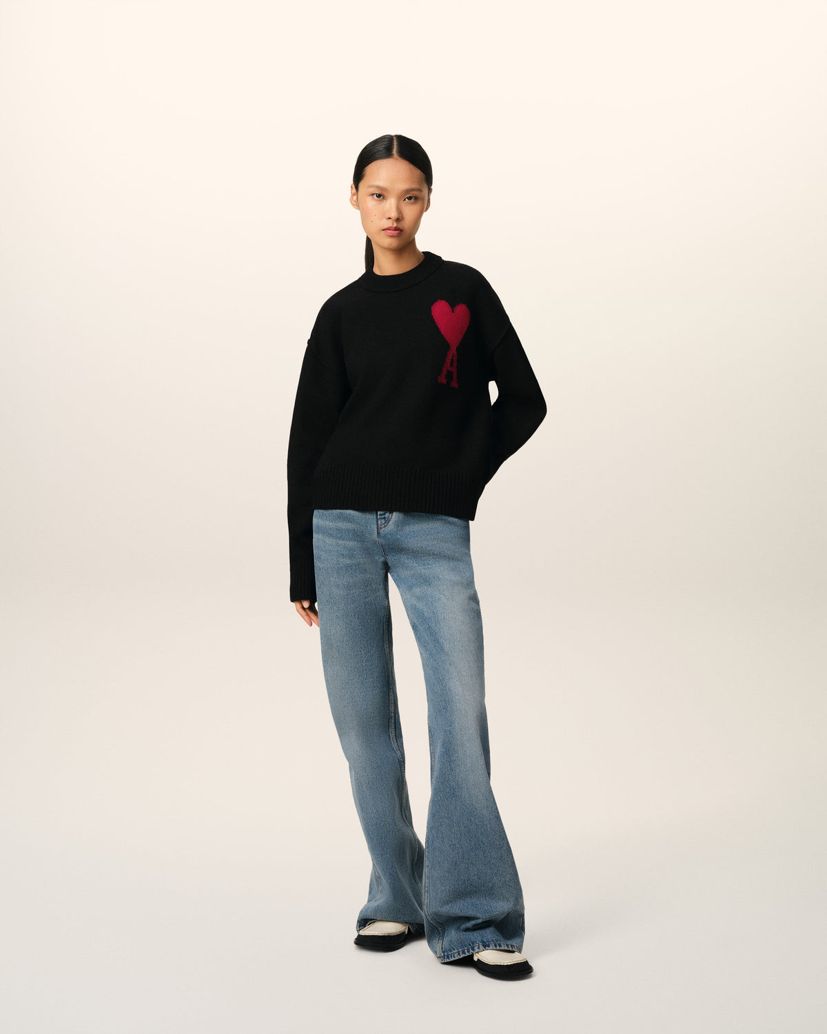Black Wool Ami de Coeur Sweater