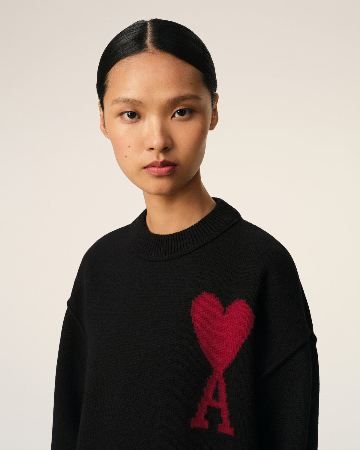 Black Wool Ami de Coeur Sweater
