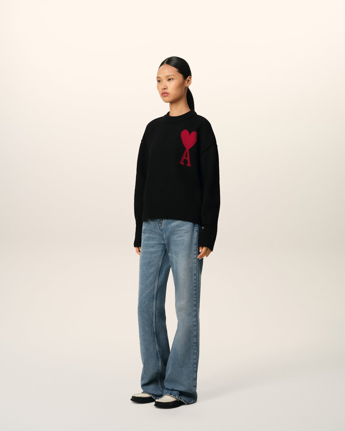 Black Wool Ami de Coeur Sweater
