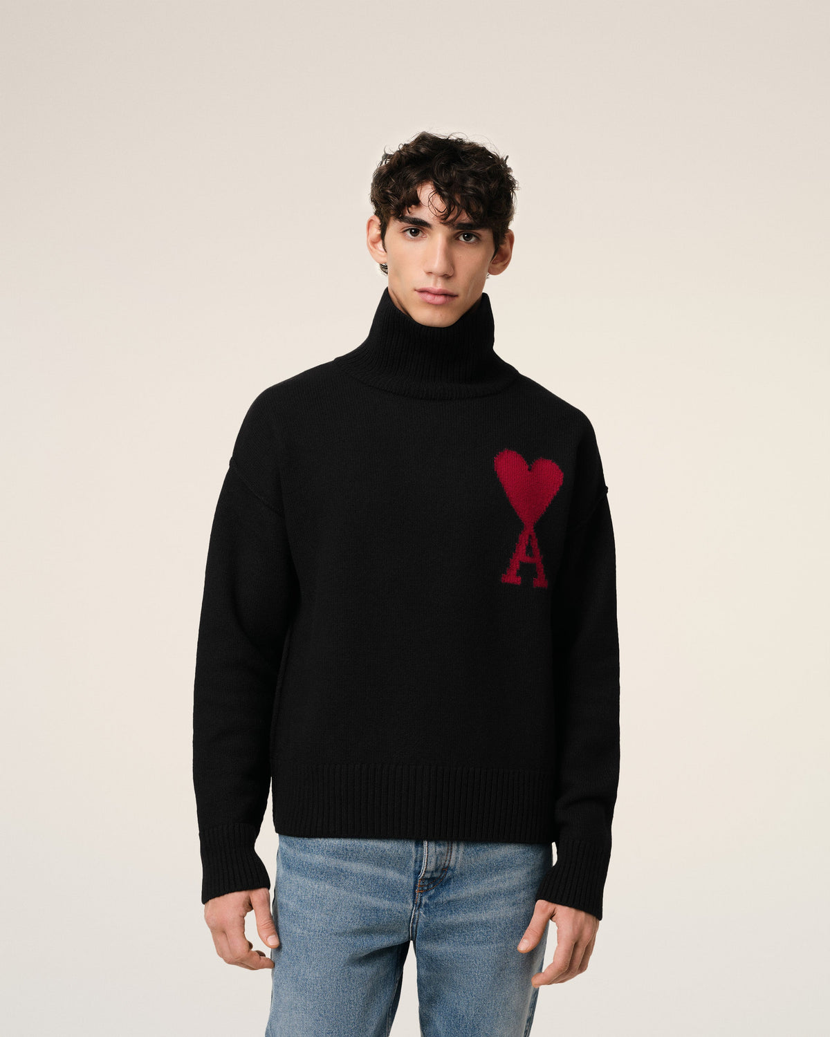 Black Wool Ami de Coeur Sweater