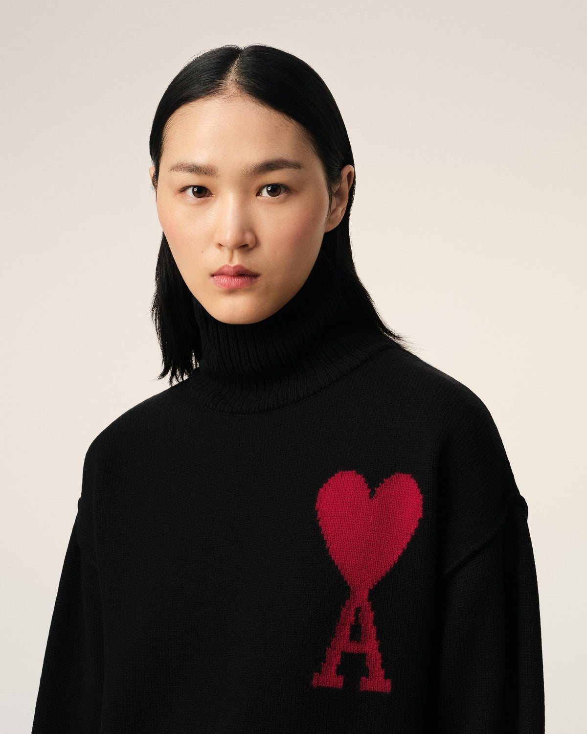 Black Wool Ami de Coeur Sweater