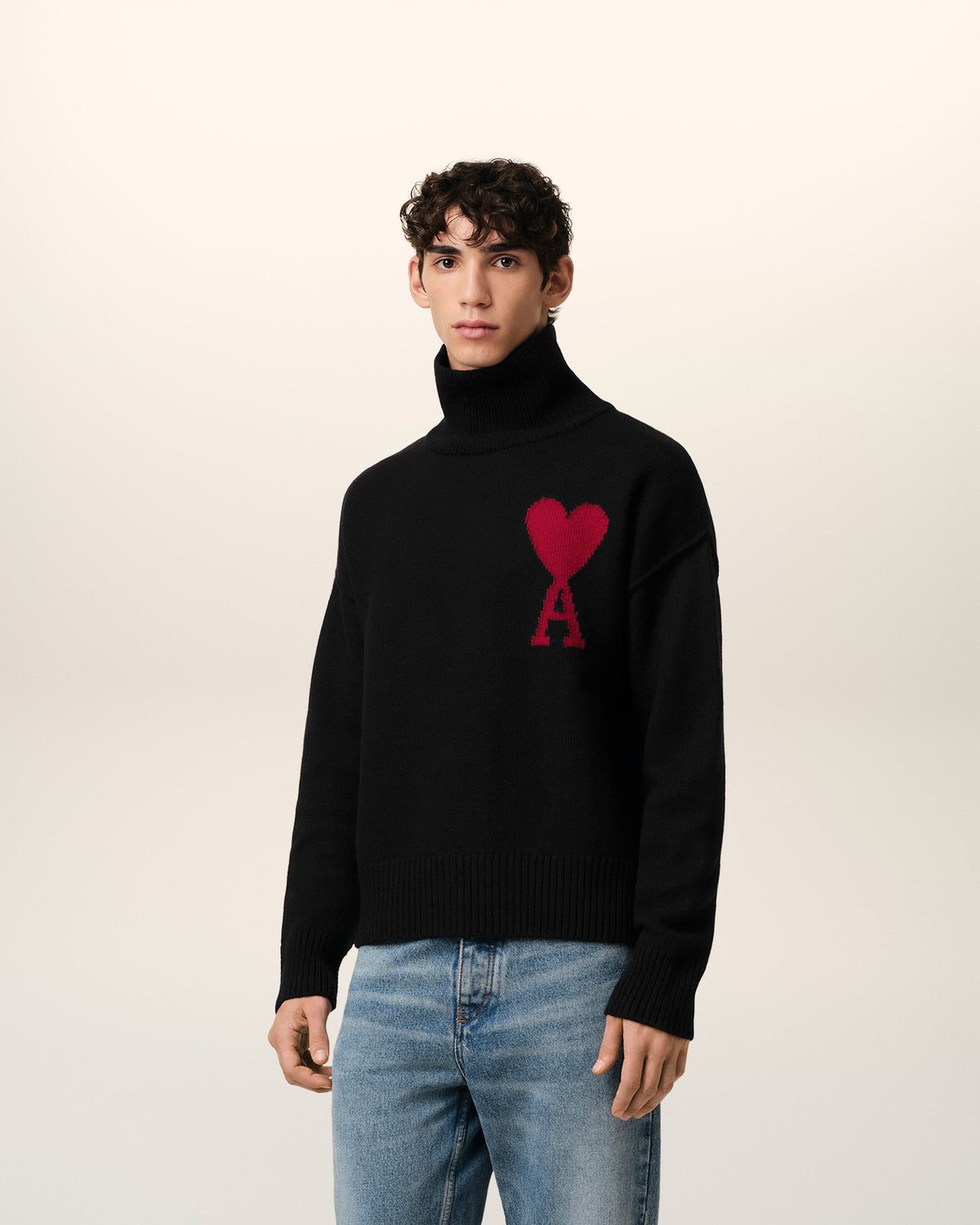 Black Wool Ami de Coeur Sweater