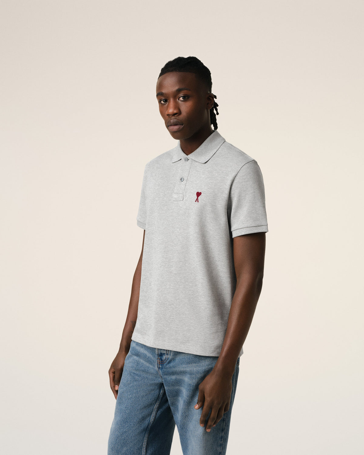 Grey Cotton Ami de Coeur Polo Shirt