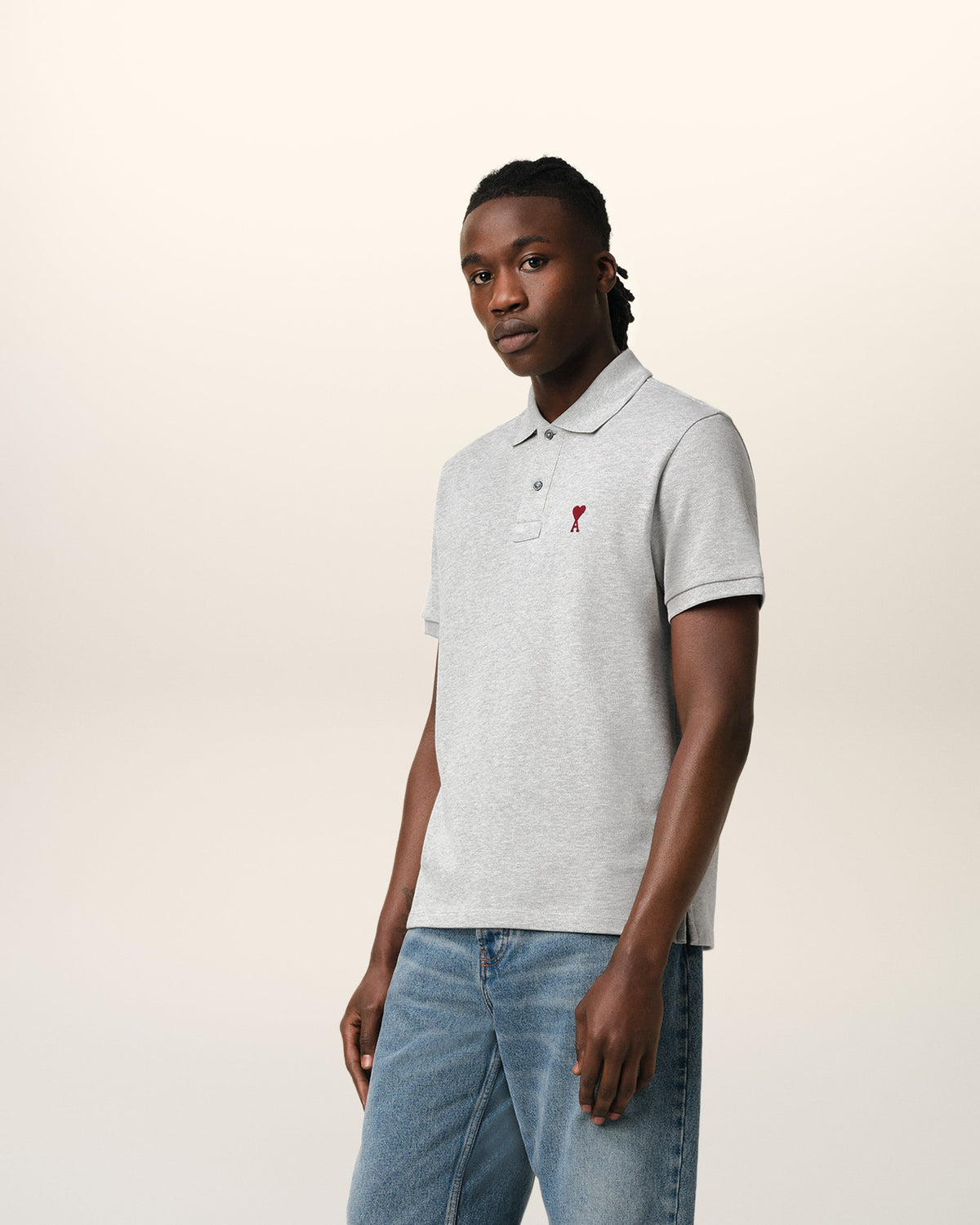 Grey Cotton Ami de Coeur Polo Shirt