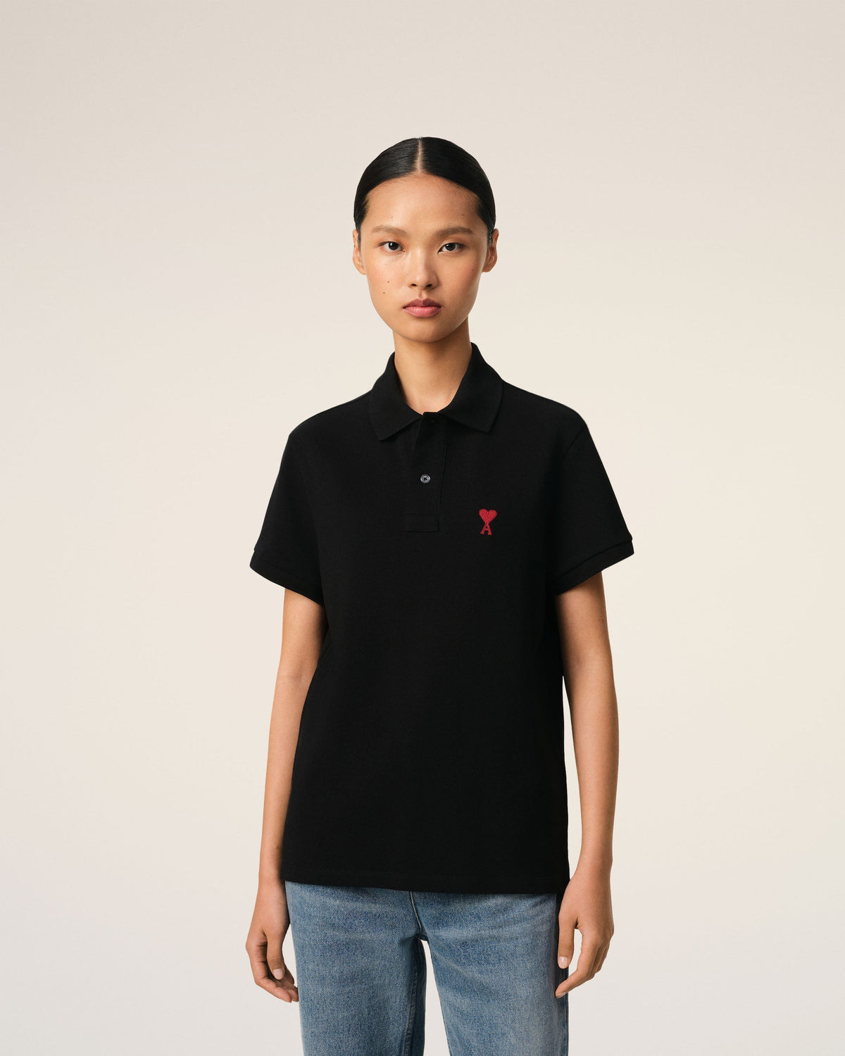 Black Organic Cotton Ami De Coeur Polo Shirt