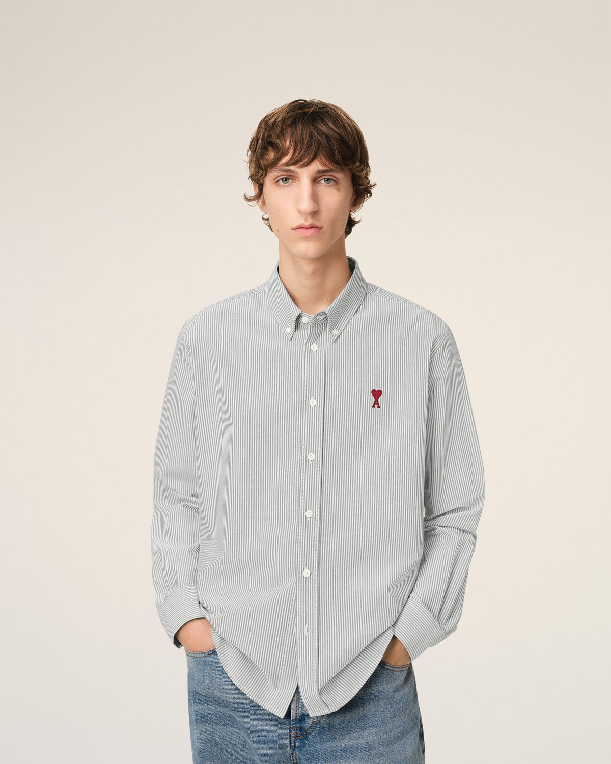 Grey Cotton Button Down Ami De Coeur Shirt