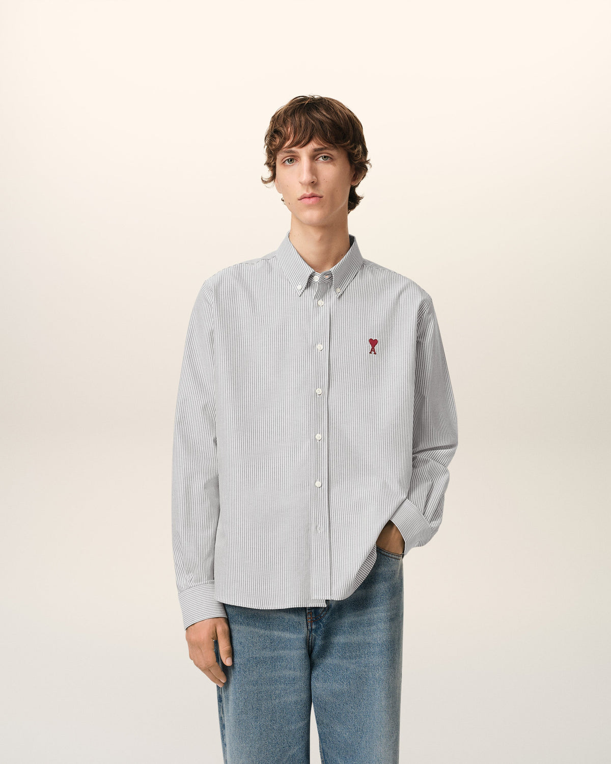 Grey Cotton Button Down Ami De Coeur Shirt