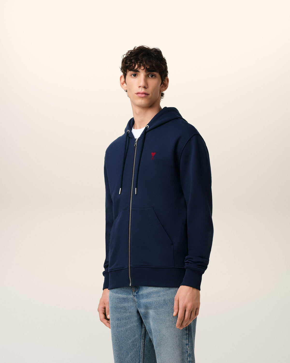 Blue Organic Cotton  Ami De Coeur Zipped Hoodie