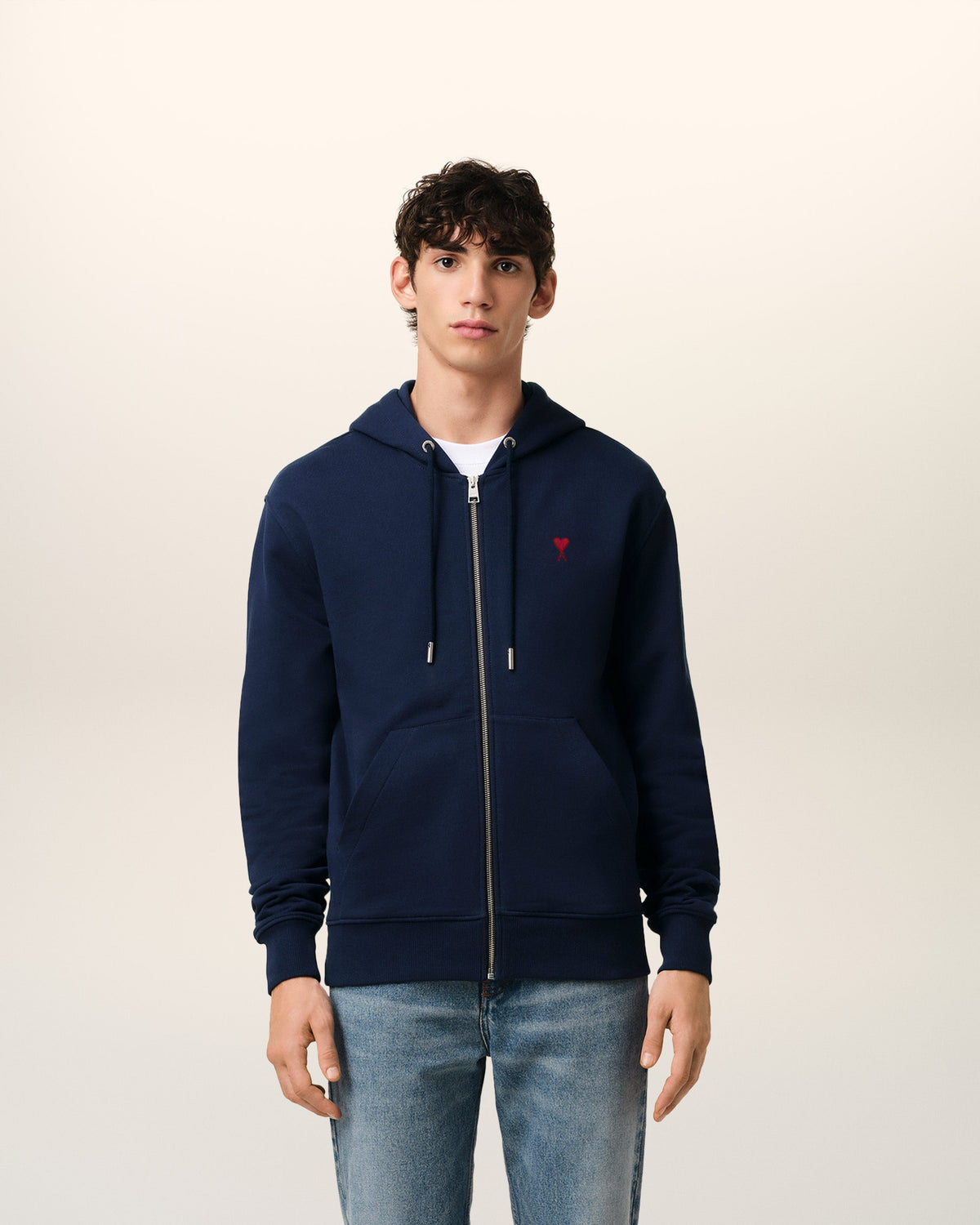 Blue Organic Cotton  Ami De Coeur Zipped Hoodie