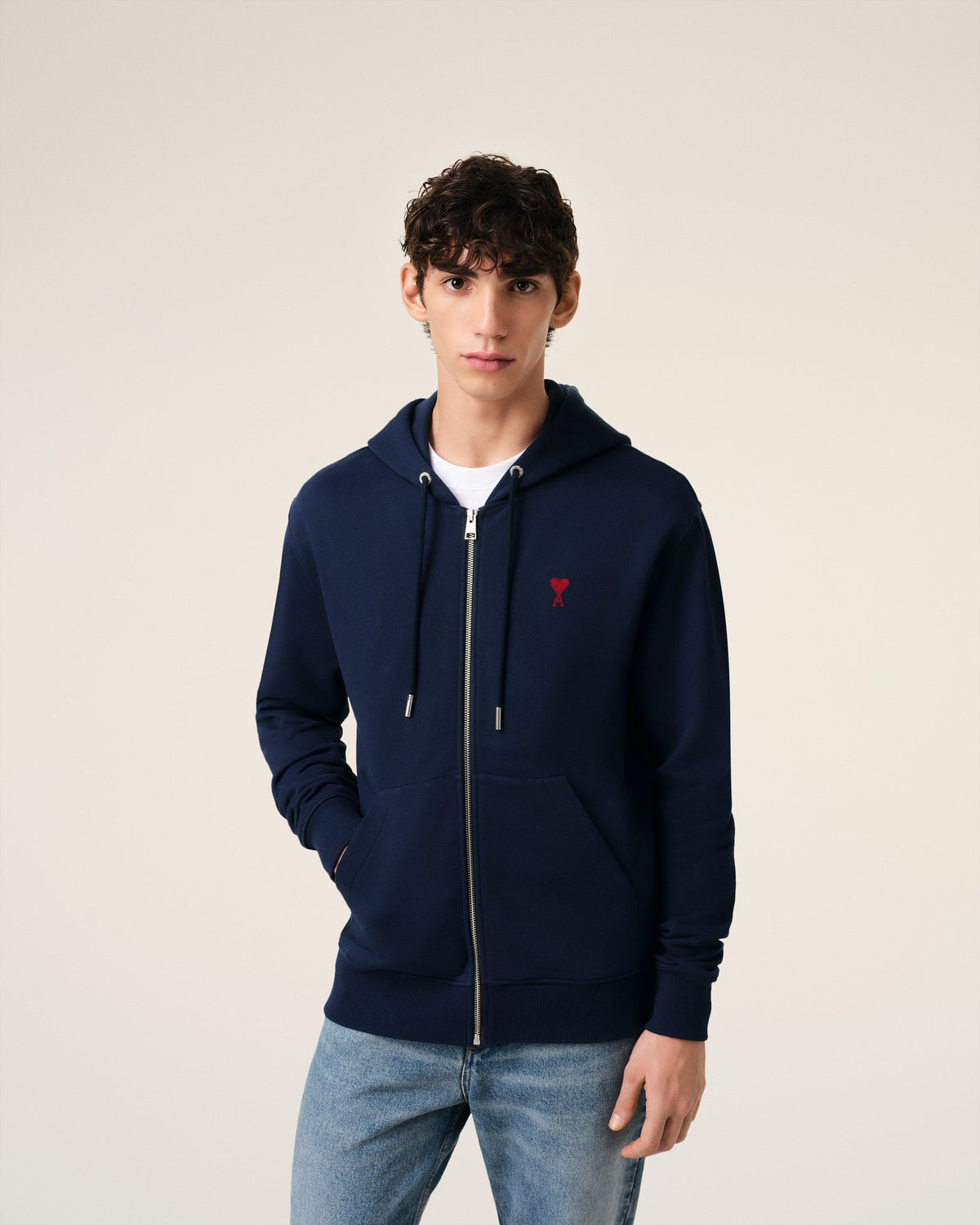 Blue Organic Cotton  Ami De Coeur Zipped Hoodie