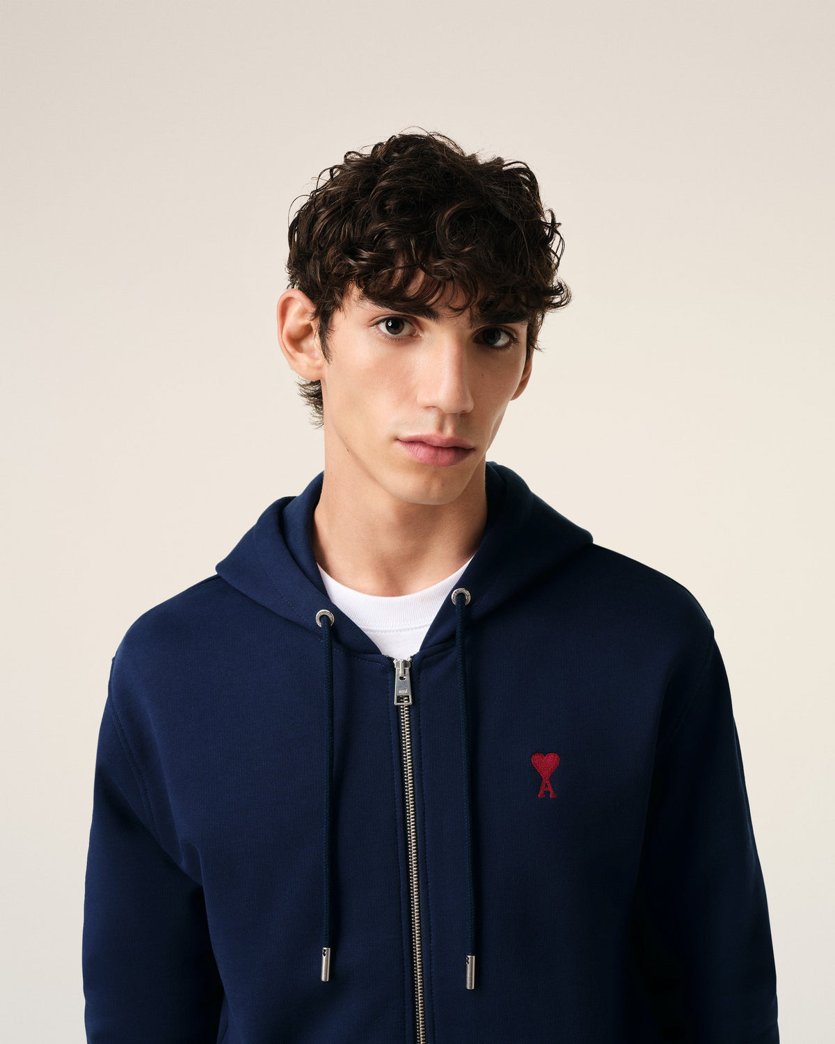 Blue Organic Cotton  Ami De Coeur Zipped Hoodie