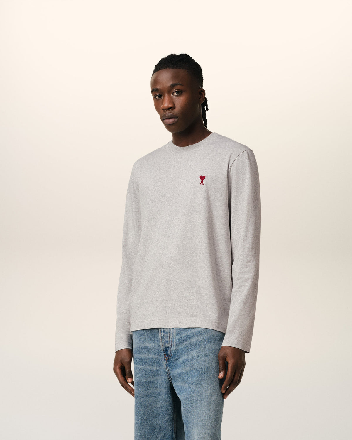Grey Cotton Ami de Coeur Long Sleeves T-Shirt