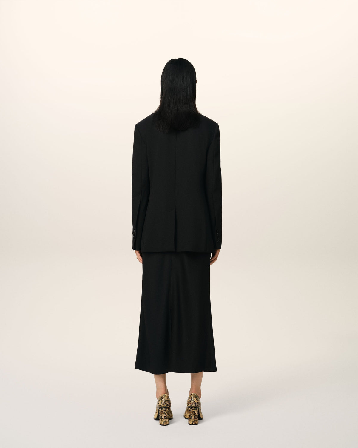 Black Wool Semi-Lined Jacket