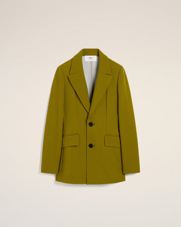 Khaki Wool Two Buttons Fitted Jacket