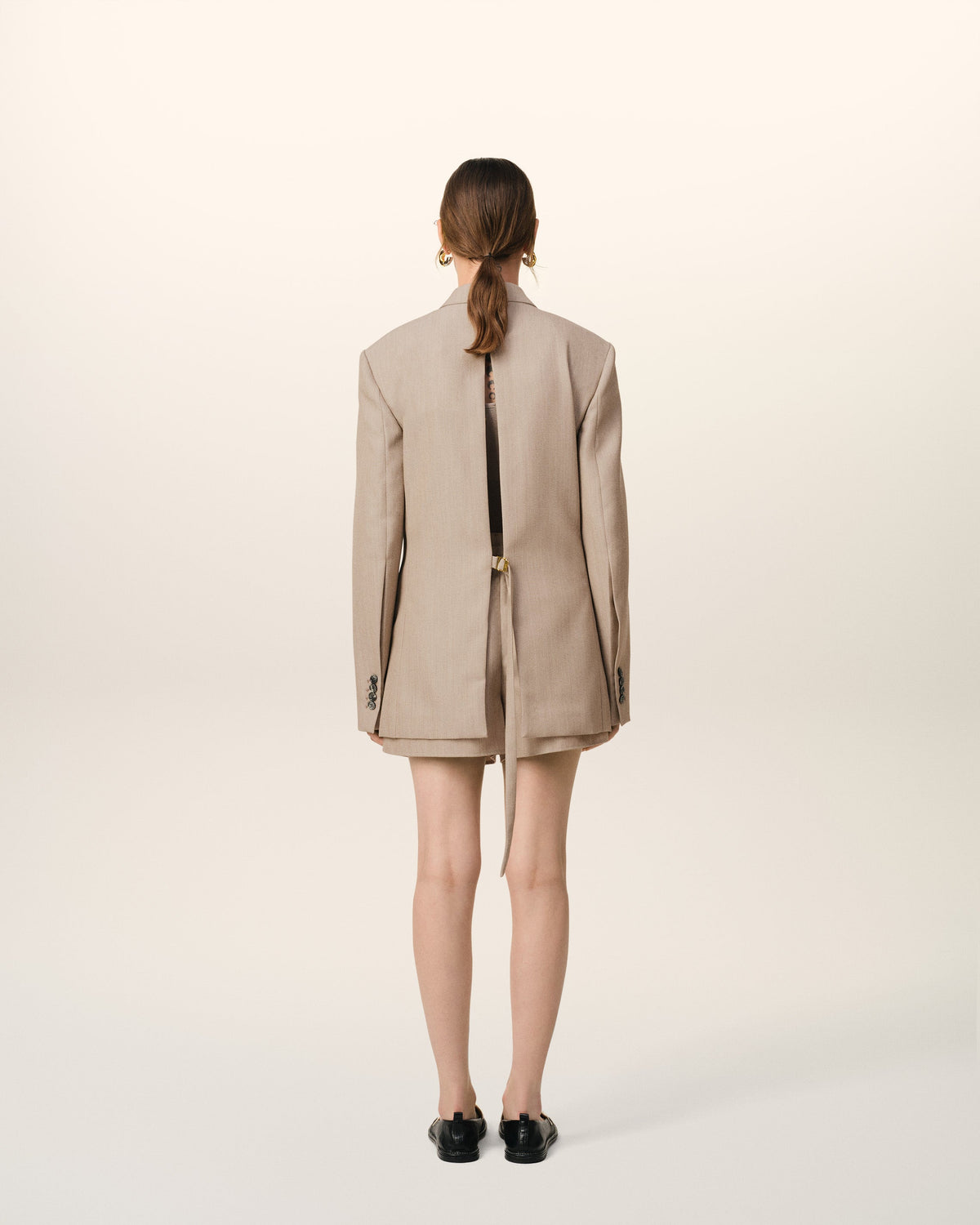 Beige Wool Back Slit Jacket