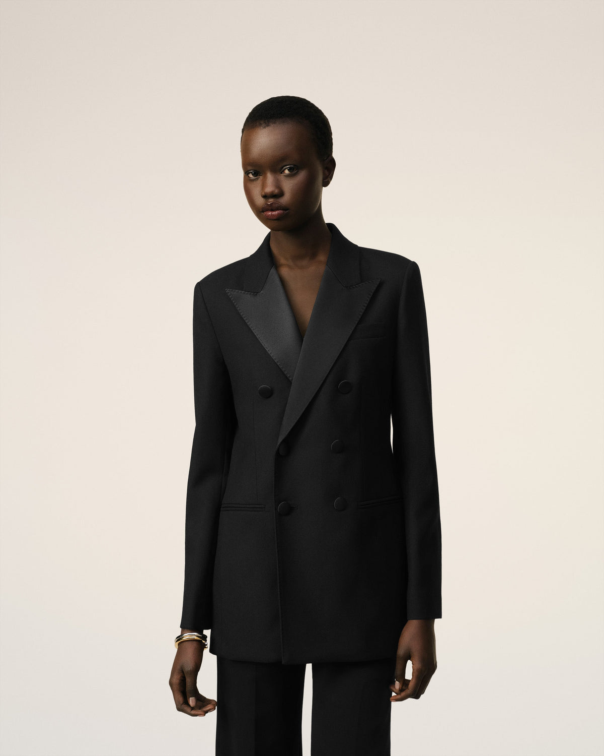 Black Wool Double Breasted Jacket