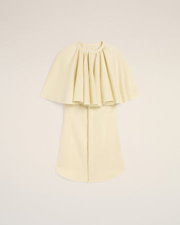 Yellow Wool Shirt Dress With Ruff