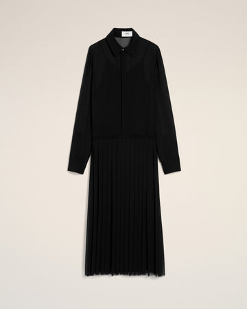 Black Pleated Midi Dress