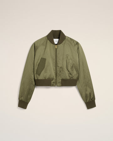 Green Cotton Satin Ami de Coeur Bomber