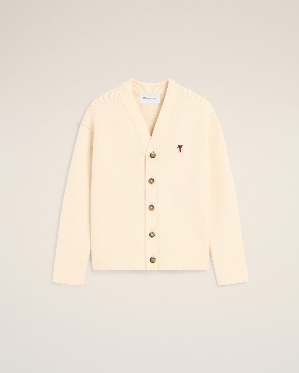 White cotton and wool cardigan with Ami de Coeur arrow