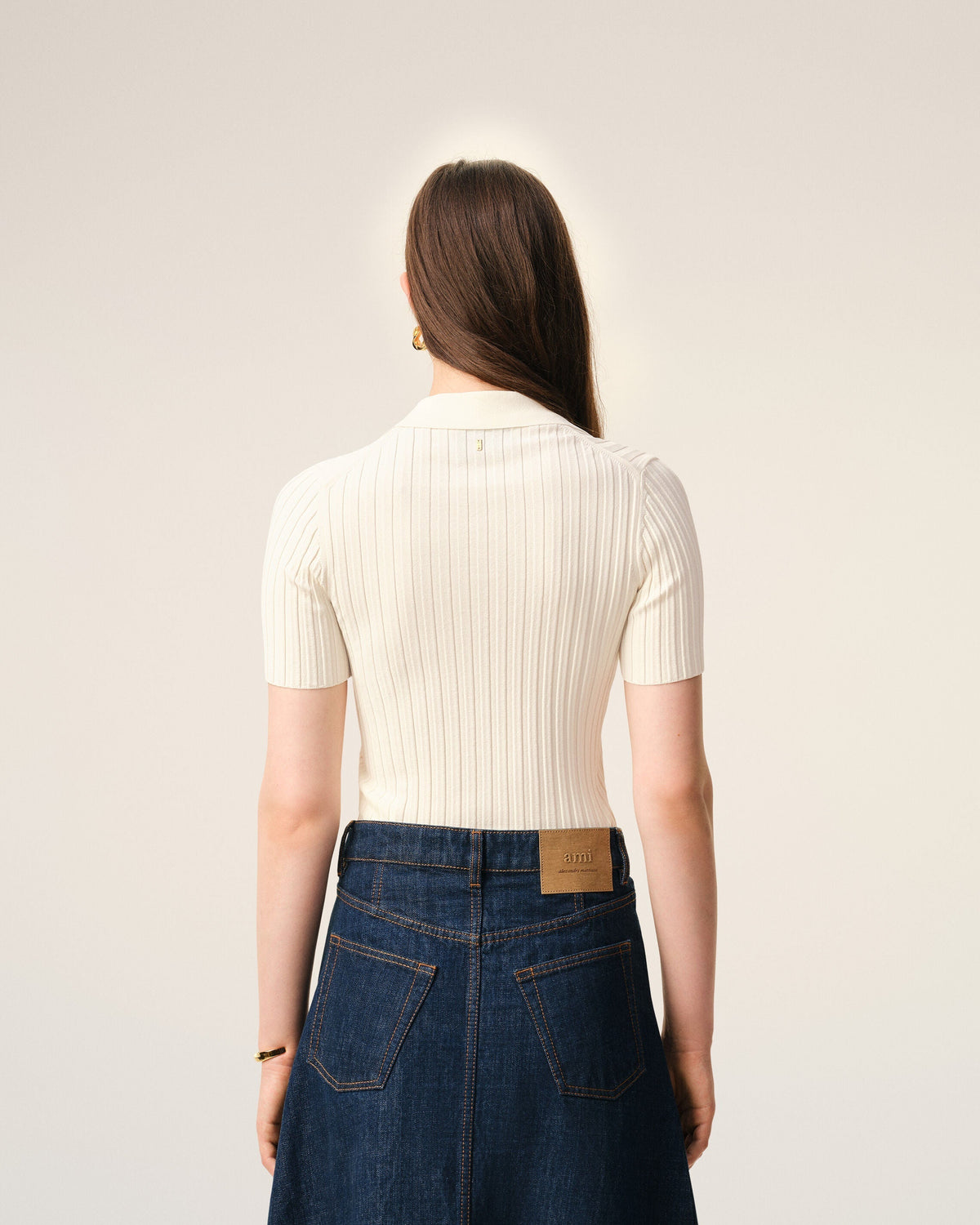 White Knit Short Sleeves Polo