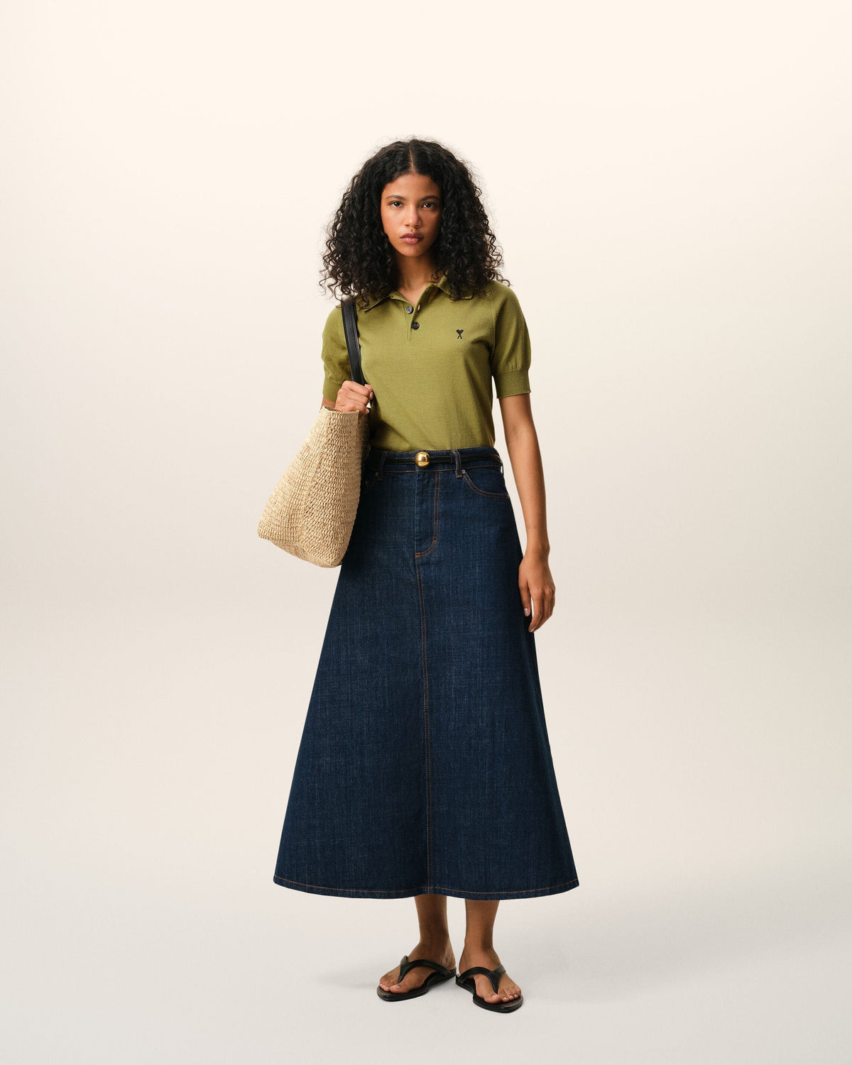 Green Wool Short Sleeves Ami De Coeur Polo