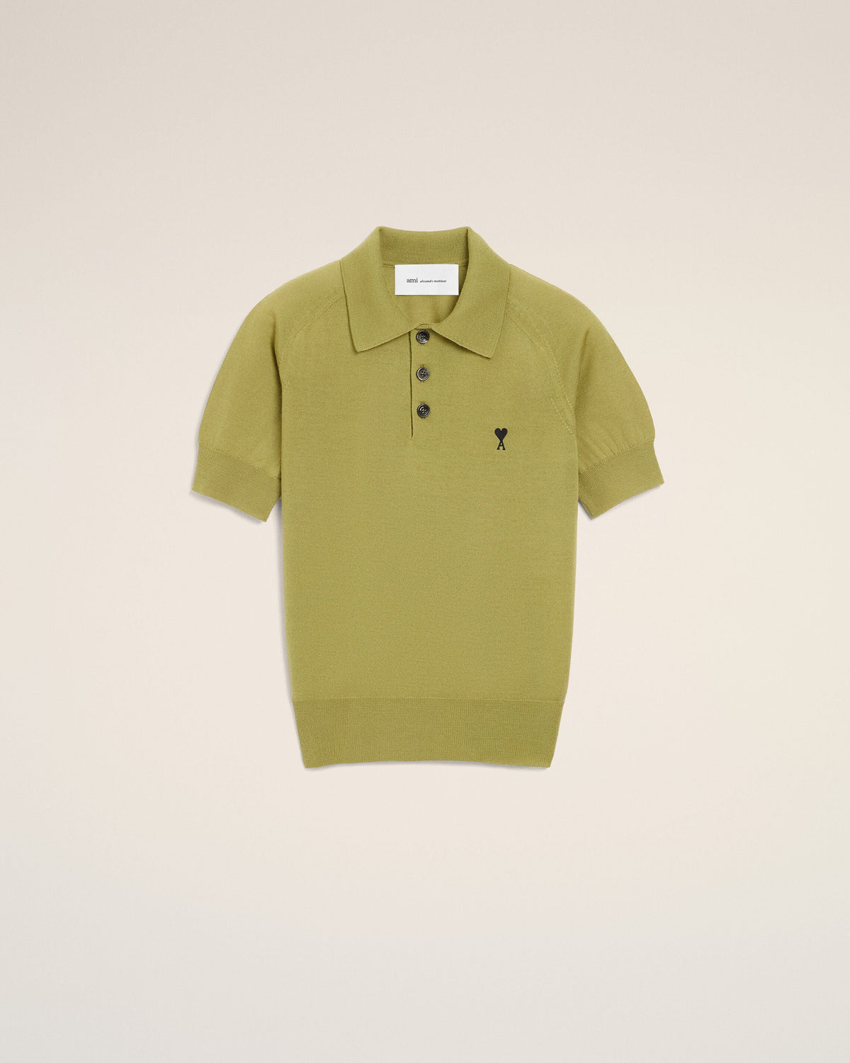 Green Wool Short Sleeves Ami De Coeur Polo