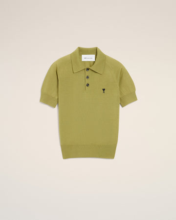 Green Wool Short Sleeves Ami De Coeur Polo