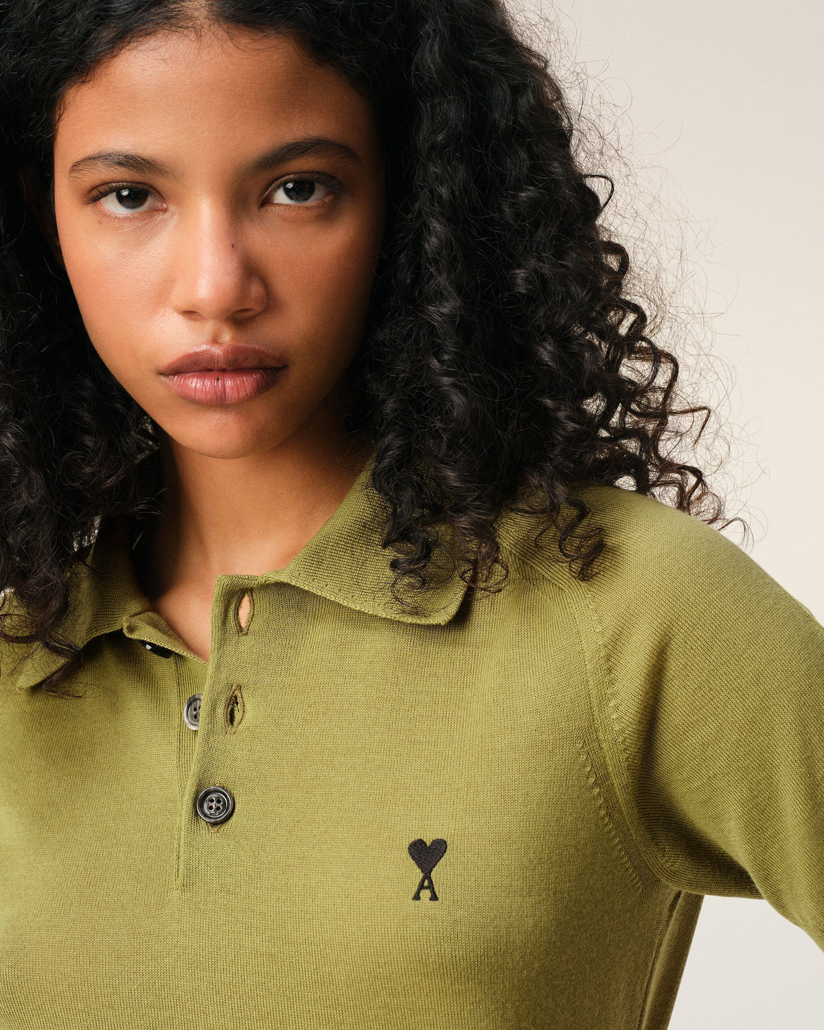 Green Wool Short Sleeves Ami De Coeur Polo