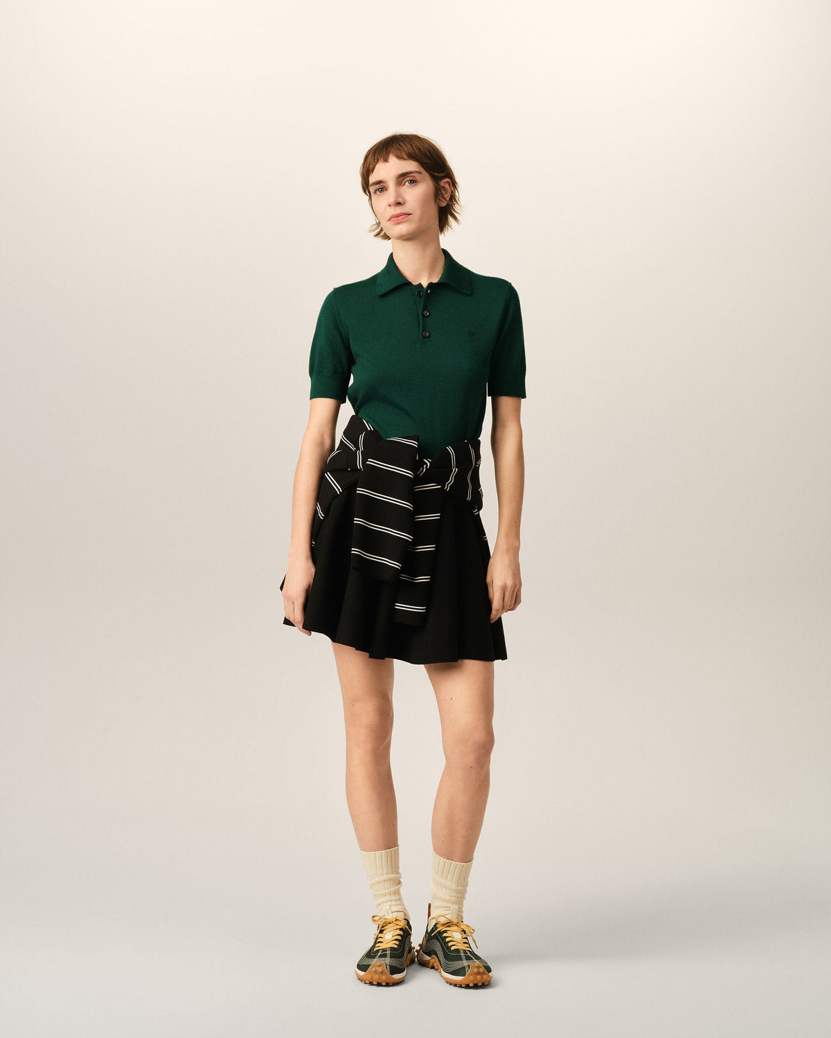 Green wool polo with Ami de Coeur