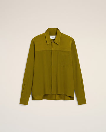 Khaki Contrasted Top Long Sleeve Shirt