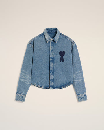 Blue Cotton Ami de Coeur Cropped Shirt