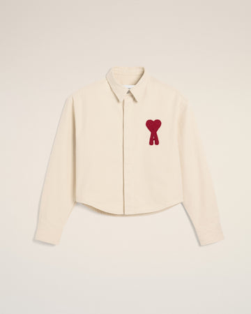 Beige Cotton Ami de Coeur Cropped Shirt