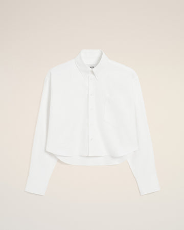 White Cotton Ami De Coeur Cropped Oversized Shirt