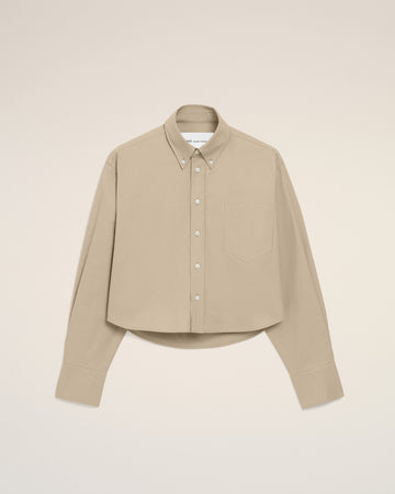 Beige Cotton Cropped Embossed Ami De Coeur Shirt