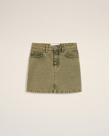 Green Cotton Mini Skirt
