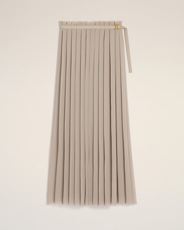Beige Long Pleated Skirt
