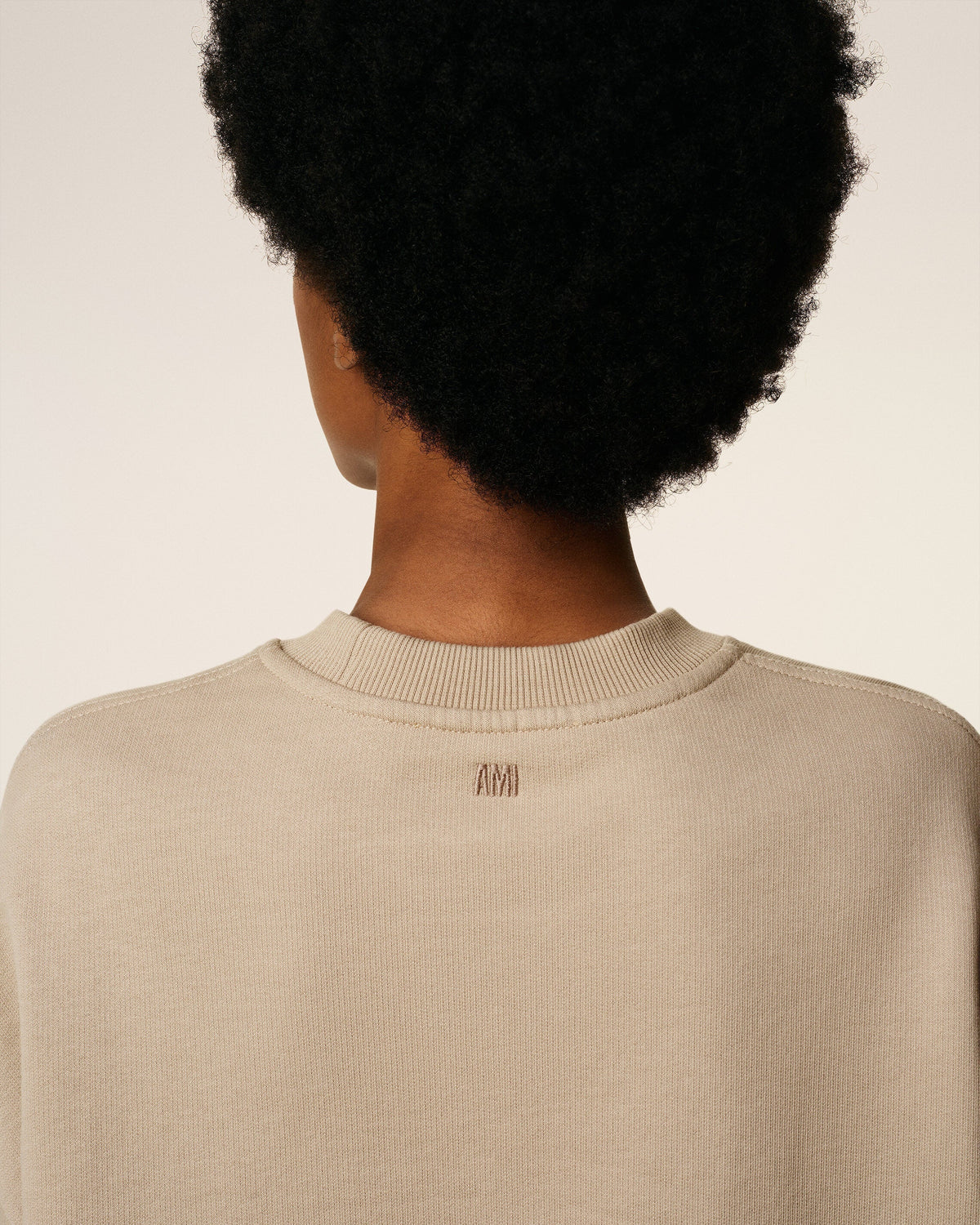 Beige Cotton Contrasted Ami De Coeur Sweatshirt
