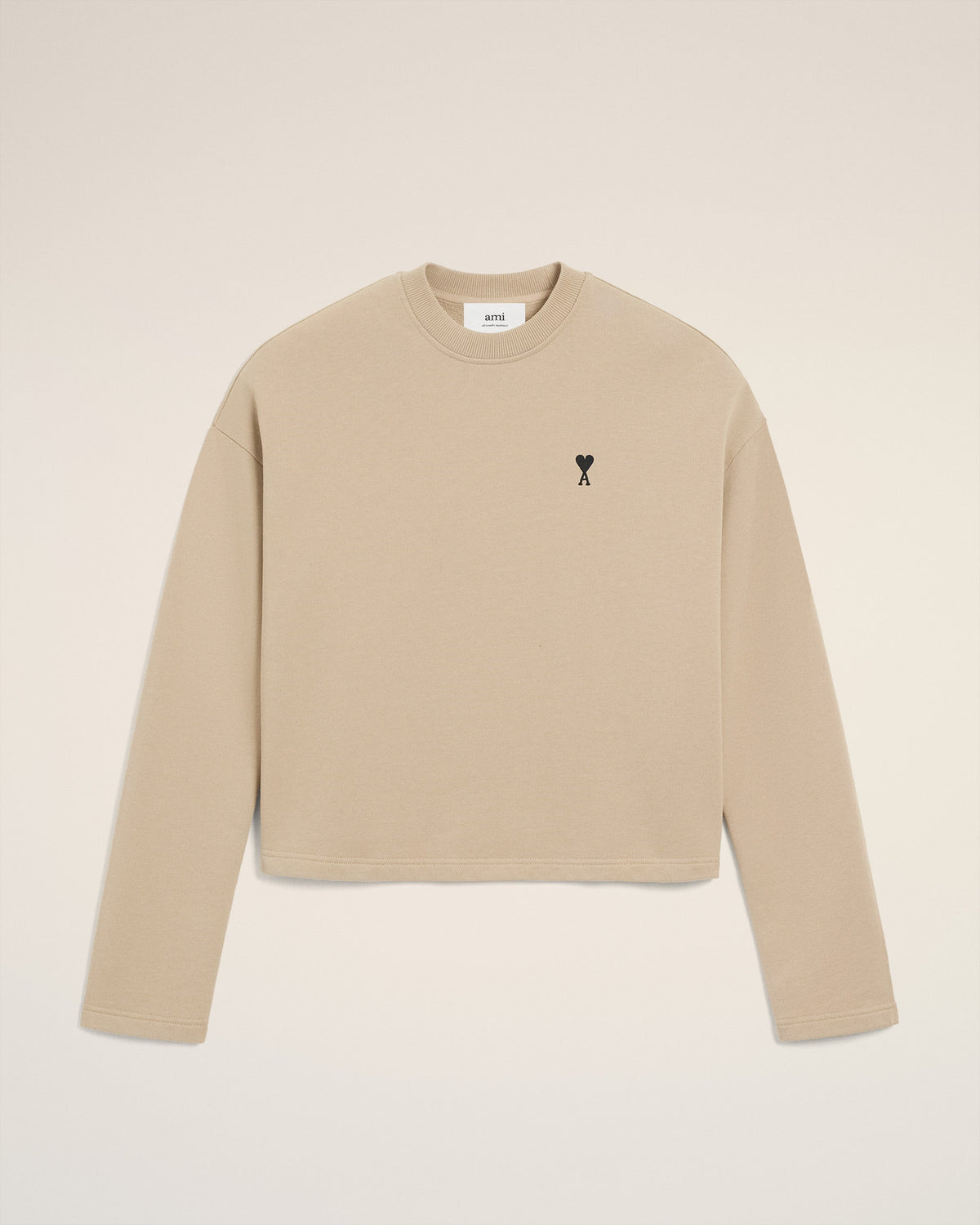 Beige Cotton Contrasted Ami De Coeur Sweatshirt