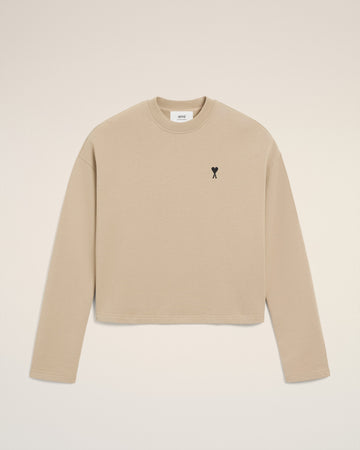 Beige Cotton Contrasted Ami De Coeur Sweatshirt