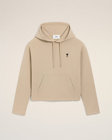 Beige Cotton Contrasted Ami De Coeur Hoodie